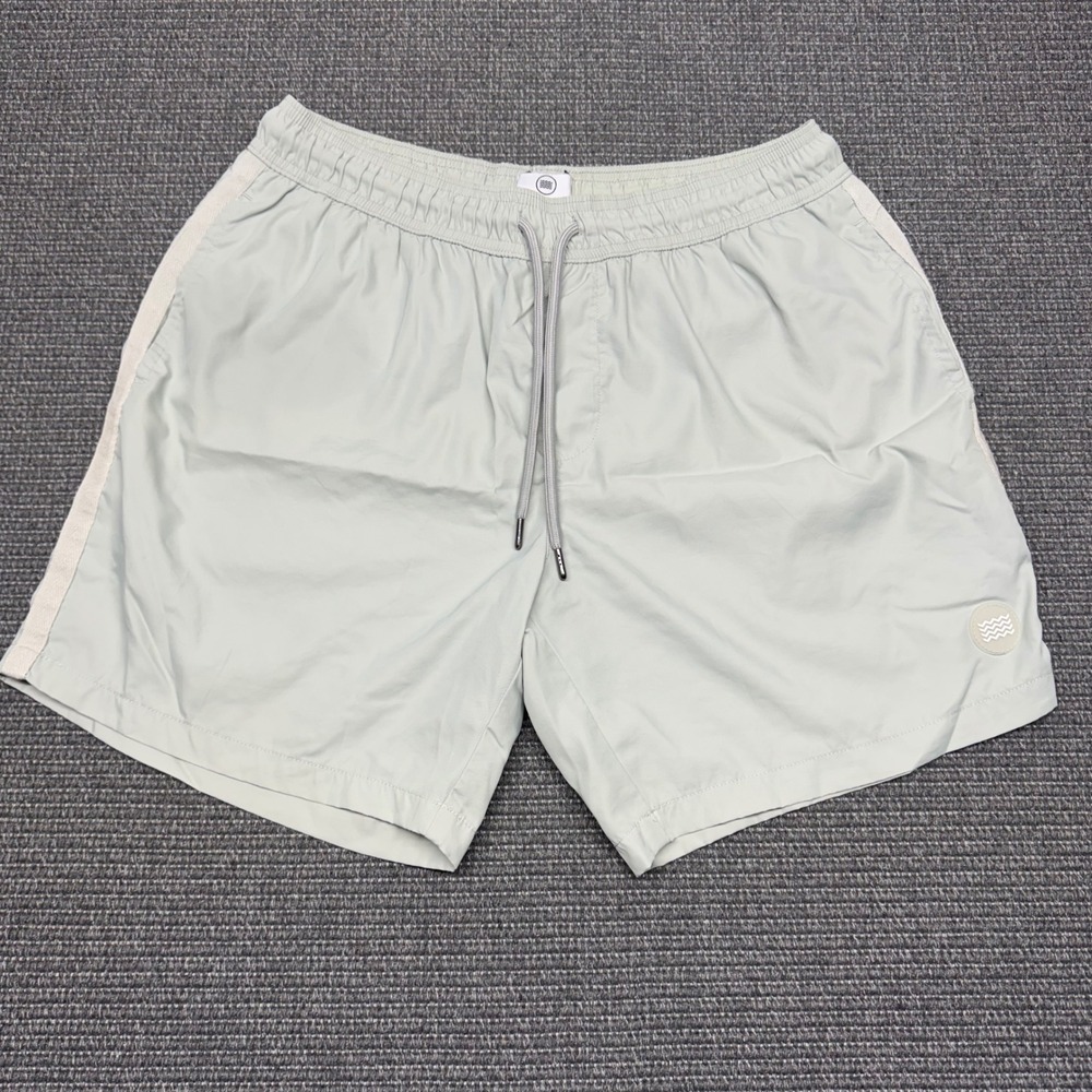 Topman Mens Swim Shorts Sage Green Side Stripe Drawstring Trunks Size S/M